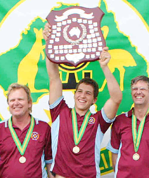 CHAMPS: John Lisiewicz, Alfio Casagrande and Bruce Favell were the winners of the 2010 50m pistol team at the National Titles in Brisbane. cont CHAMPS: John Lisiewicz, Alfio Casagrande and Bruce Favell were the winners of the 2010 50m pistol team at the National Titles in Brisbane. cont